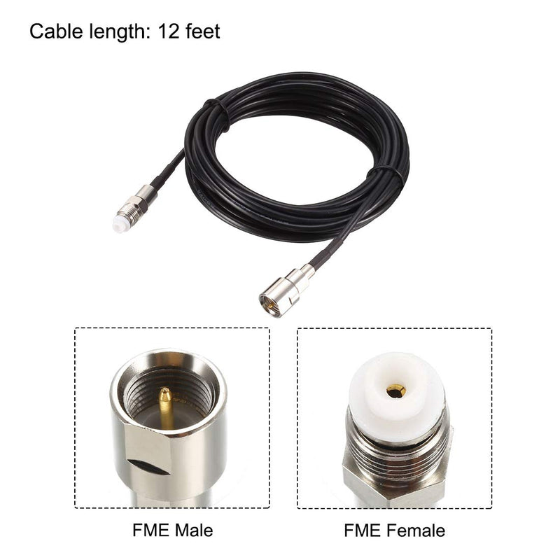 uxcell FME Male to FME Female Antenna Extension Cable RG174 RF Coaxial Cable 12 ft 2pcs 12 Feet