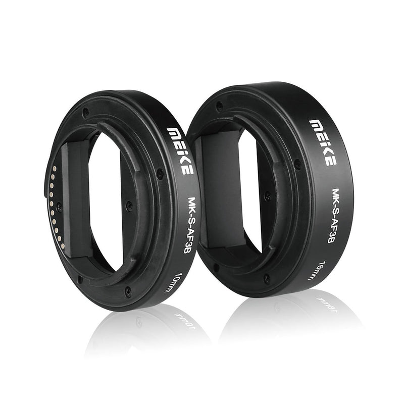 Meike MK-S-AF3B Auto Focus Macro Extension Tube Adapter Ring 10mm 16mm Compatible with Sony A7 A7M2 NEX3 NEX5 NEX6 A5000 A6000 A6300 A6400 A6500 A9