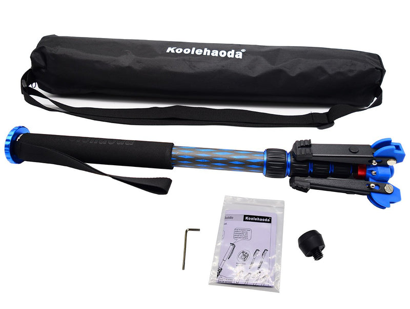 Koolehaoda Professional Camera Carbon Fibre monopods with Folding Three Feet Support Stand, Max.67-inch(MP-255LC+Base)