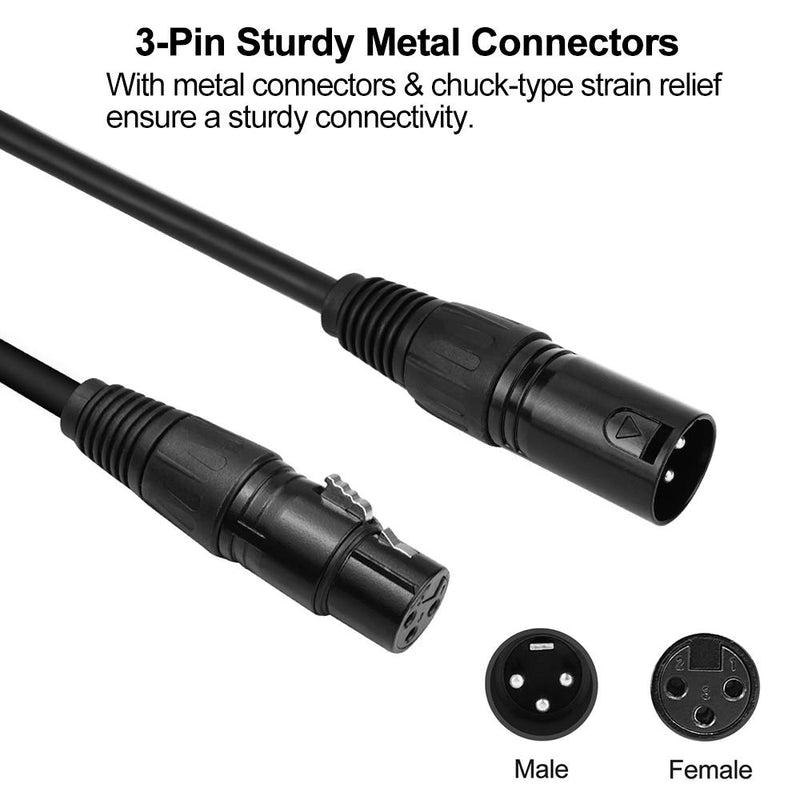 3.2ft / 1m DMX Cable, 8PCS HiLite 3 Pin DMX Cables DMX Wires, DMX512 XLR Male to Female Stage Light Signal Cable with metal connectors, Connection for Stage & DJ Lighting fixtures 3.2ft / 1m Dmx Cable
