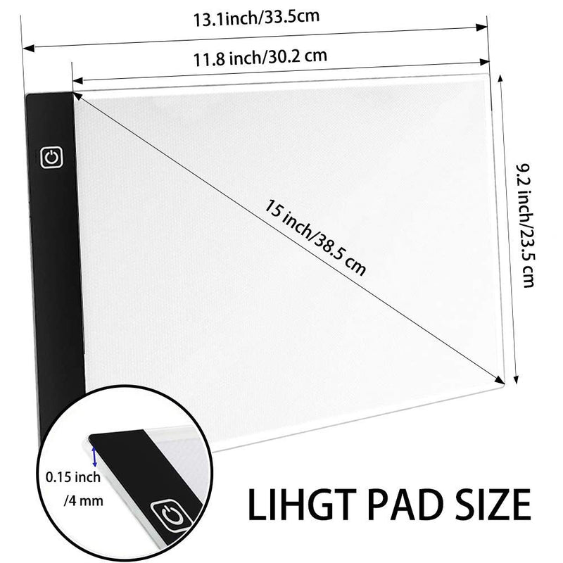 A4 Light Pad for Diamond Painting - Sponake Light Board Tracing with 3 Level Brightness Apply to Full Drill & Partial Drill 5D Diamonds Art - Craft, Sketching, Animation,Weeding Vinyl A4