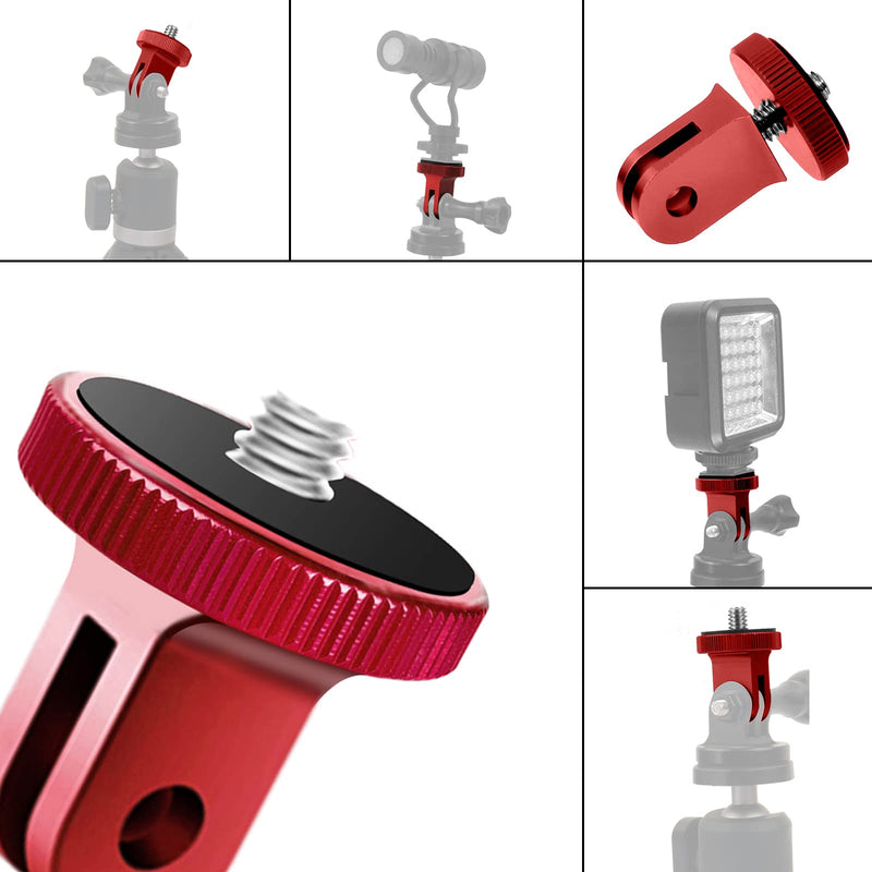 ParaPace Aluminum ¼-20 Camera Mount Adapter,Tripod Adapter for GoPro Hero Sony Xiaomi Yi AKASO Campark Sjcam Action Camera Accessories（Red） red adapter