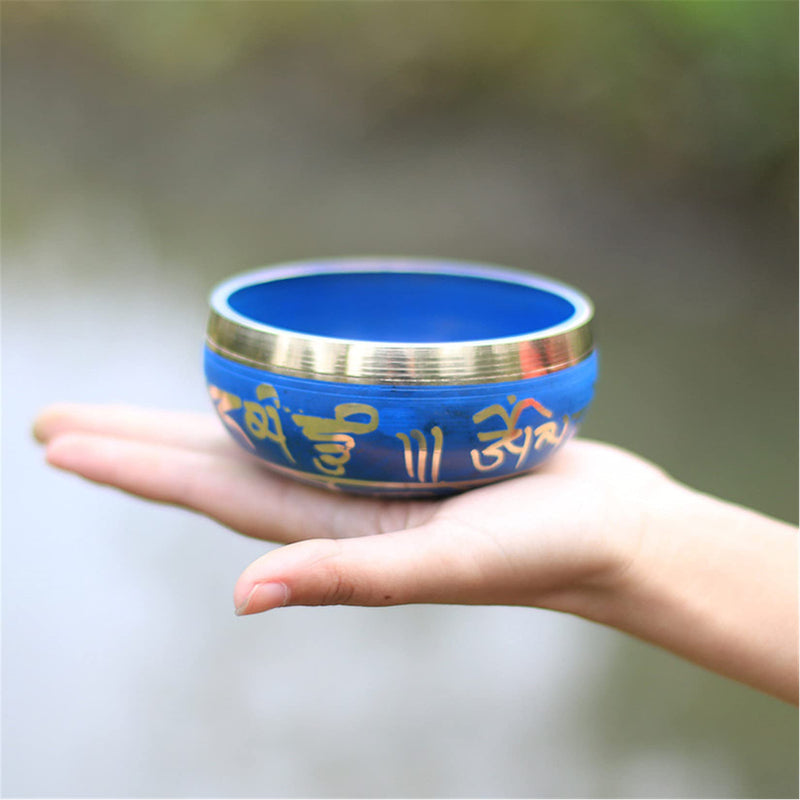 Singing Bowl,MKNZOME 4.13'' Handcrafted Silent Mind Tibetan Singing Bowl with Lotus Incense Burner Meditation Sound Bowl for Healing, Yoga, Zen, Stress & Anxiety Relief,Deep Relaxation, Sound Therapy 10.5cm/4.13'',Blue