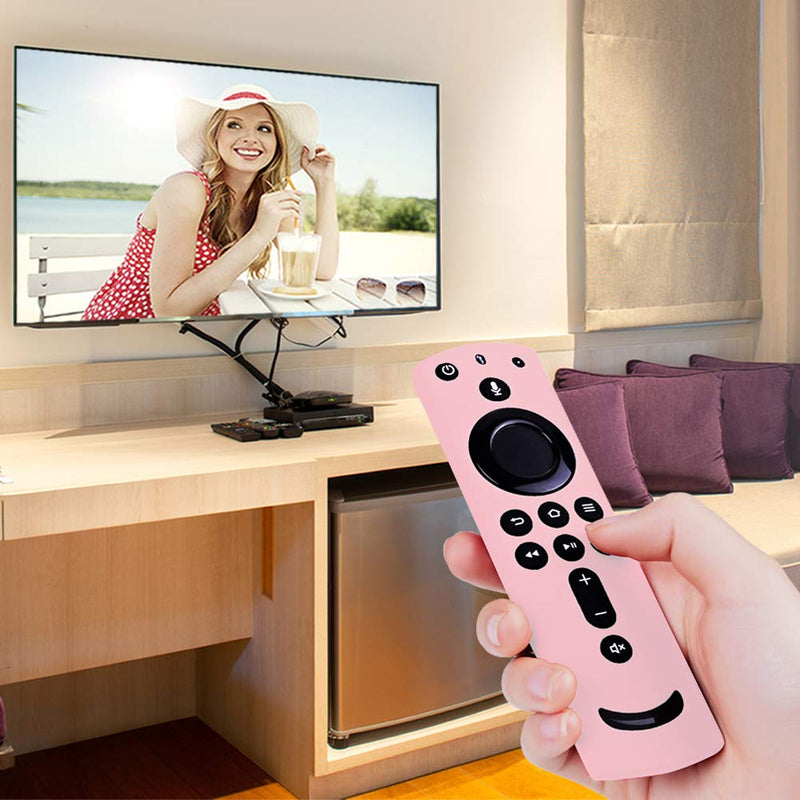 Remote Cover for Fire TV Stick 4K, Silicone Remote case for Fire TV Cube/Fire TV(3rd Gen) Compatible with All-New 2nd Gen Alexa Voice Remote Control, Lightweight Anti-Slip Shockproof (Pink) Pink