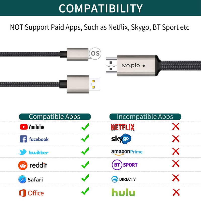 HDMI Cable for Phone Pad, Phone to TV HDMI Cable, 1080P Digital AV Adapter HDTV Cable, Compatible with Phone XR, X, 8, 7, 6, Pad Air, Mini, Pro, Pod Touch Silver