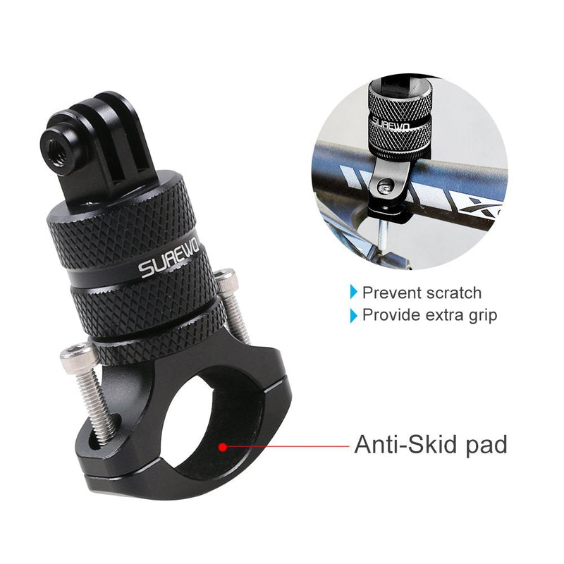SUREWO Bike Mount for GoPro Hero 10/9/8/7/6/5 Black,GoPro Max,Camera Aluminum Bicycle Motorcycle Handlebar Mount Compatible with DJI Osmo Action 2,Xiaomi YI,Crosstour and Most Action Cameras