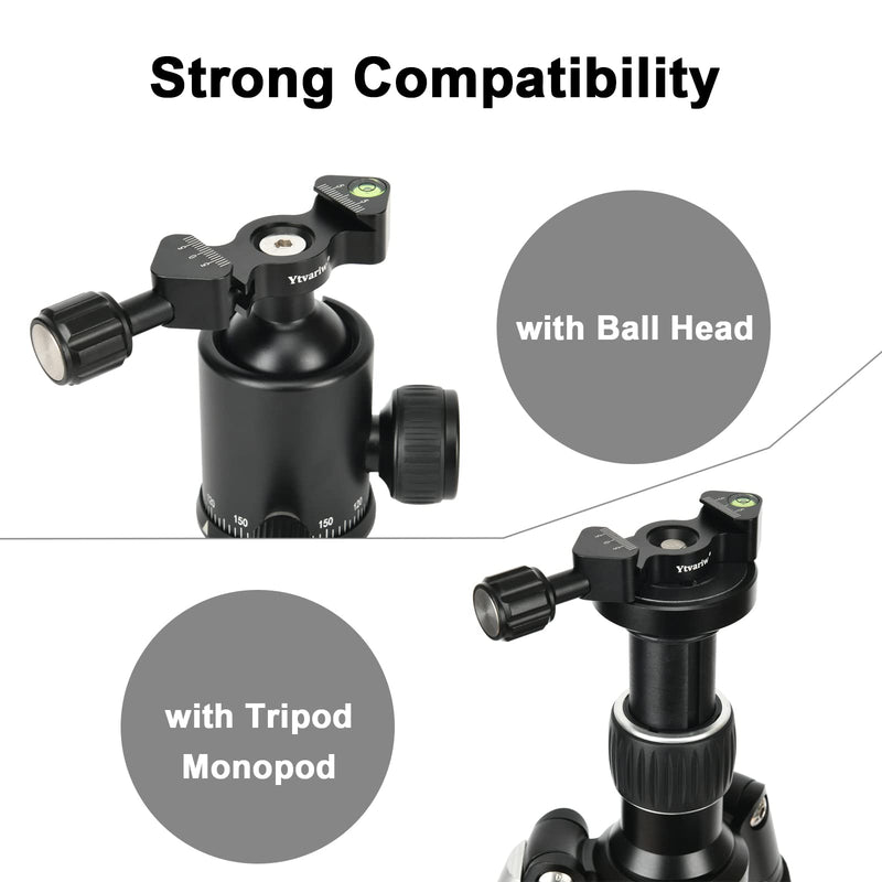 Mini Fish Bone Style Quick Release Clamp with 3/8"-1/4" Screw Adapter with Bubble Level,Ytvariw,Compatible for Tripod Head Monopod DSLR Cameras