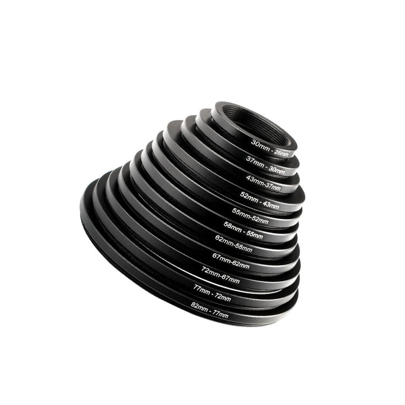 Step Down Rings for Filters, K&F Concept Metal 11pcs Lens Filter Step Down Adapter Ring Kit 43-37MM 52-43MM 55-52MM 58-55MM 62-58MM 67-62MM 72-67MM 77-72MM 82-77MM for DSLR Camera