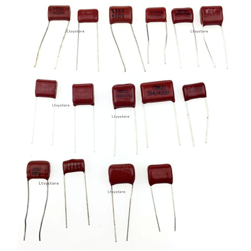 Polypropylene Capacitor Kit, 400V and 630V CBB Metallized Polypropylene Film Capacitors Assorted Assortment Box Kit Set, Range 10nF ~ 68nF /0.01uF ~ 0.068uF,Pack of 180, by Ltvystore