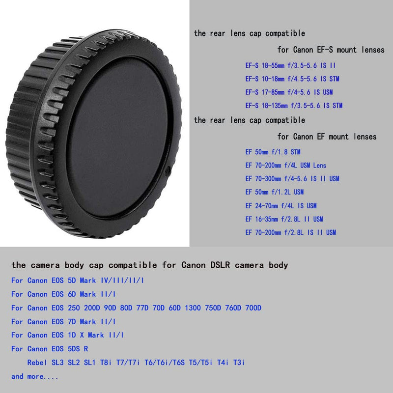 [AUSTRALIA] - Rear Lens Cap and Front Body Cap for Canon EOS 850D 250D 90D, Rebel SL3 T8 T8i T7, 200d ii, and More Canon DSLR and Hot Shoe Cover with Bubble Spirit Level Fire Rock (2 Sets) for Canon EF/EF-S lens 