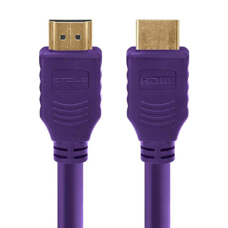 Cmple - HDMI Cable 1.5FT High Speed HDTV Ultra-HD (UHD) 3D, 4K @60Hz, 18Gbps 28AWG HDMI Cord Audio Return 1.5 Feet Purple