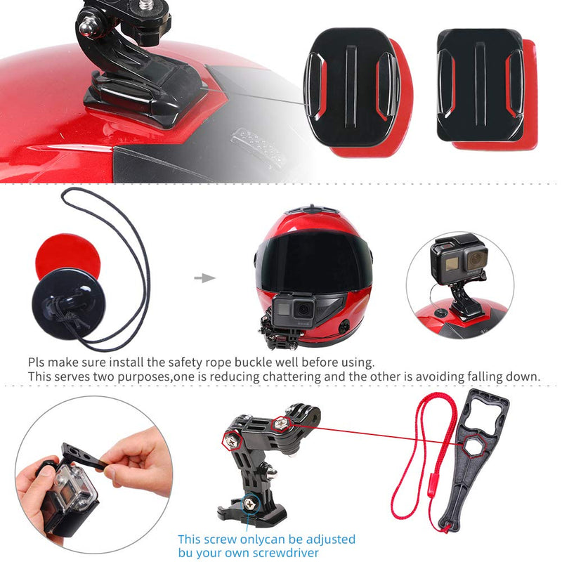 SUREWO Motorcycle Helmet Chin Mount Kits Compatible with GoPro Hero 10 9 8 7 6 5 Black,DJI Osmo Action 2/AKASO/Campark/YI Action Camera,Insta360 Camera and More