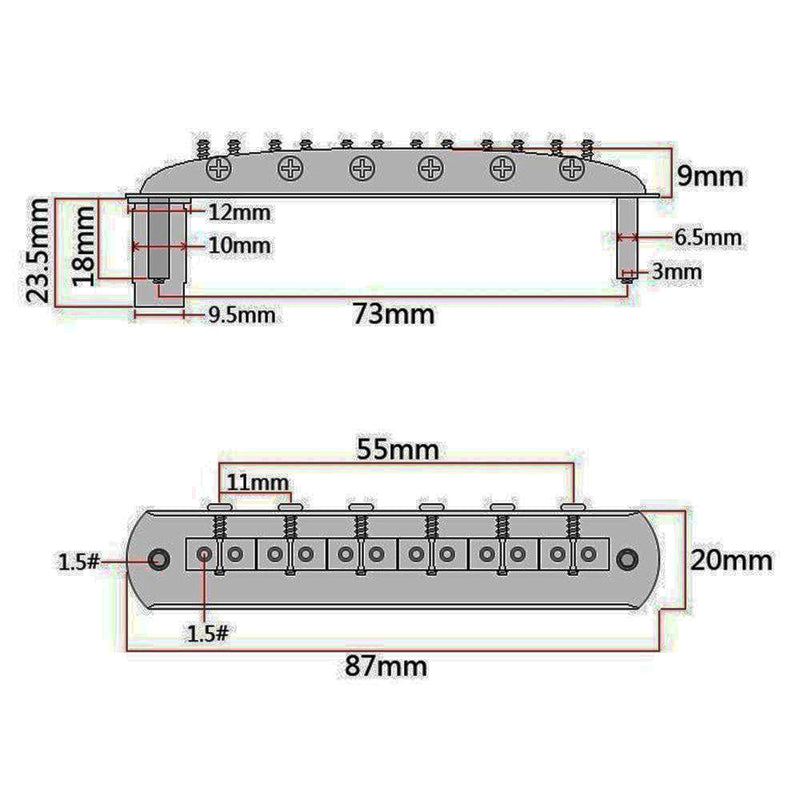 Timiy Guitar Bridge with Mounting Cup Chrome for Tele Guitar