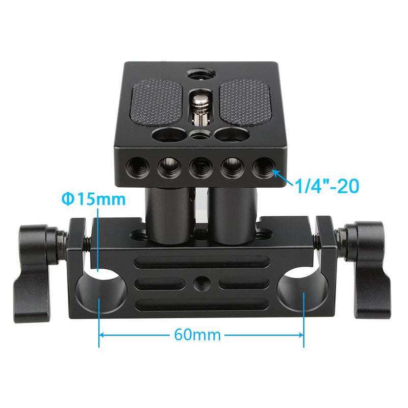 CAMVATE DSLR Baseplate Mount with Railblock Height Riser for 15mm Rail Rod Support System