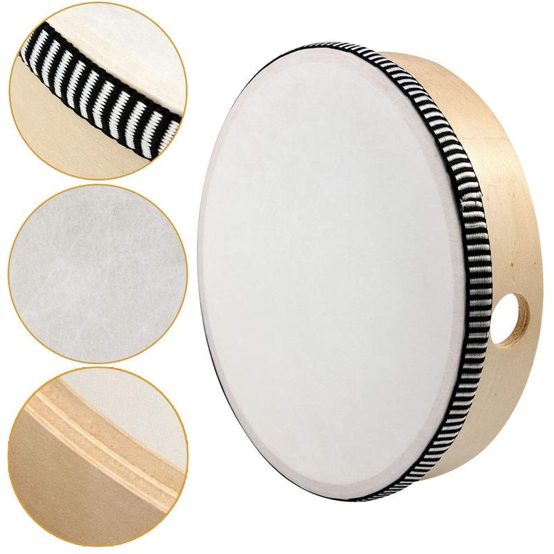 [AUSTRALIA] - Nydotd 10 Inch & 8 Inch Hand Drum Kids Percussion Wood Frame Drum with Drum Stick Percussion Instruments Preschool Musical Education Children Performance Pro Hand Drum with Wooden Drum Beater 