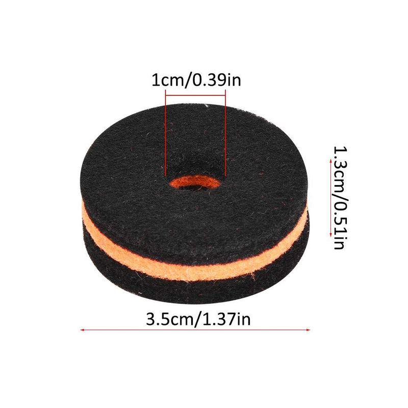 Dilwe Cymbal Stand Felt, 10 Pcs Cymbal Stand Felt 35mm Black Orange Cymbal Protection Sleeve Replacement Part