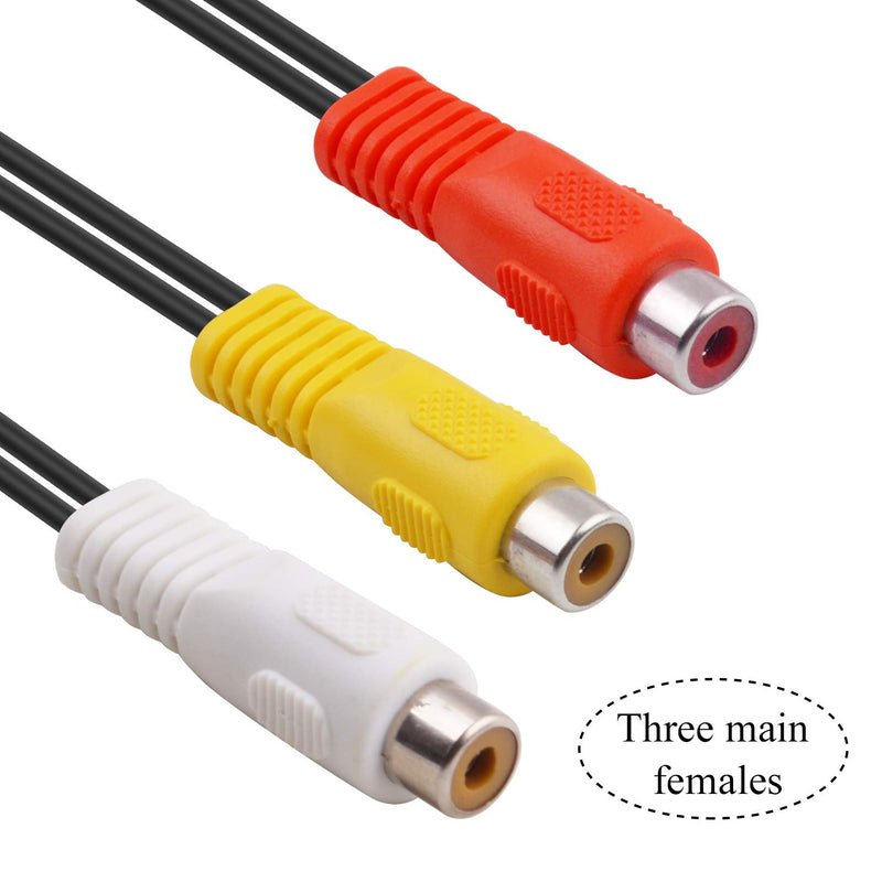 Bonayuanda 3 RCA Female Jack to 6 RCA Female Plug Splitter Audio Video AV Adapter Cable