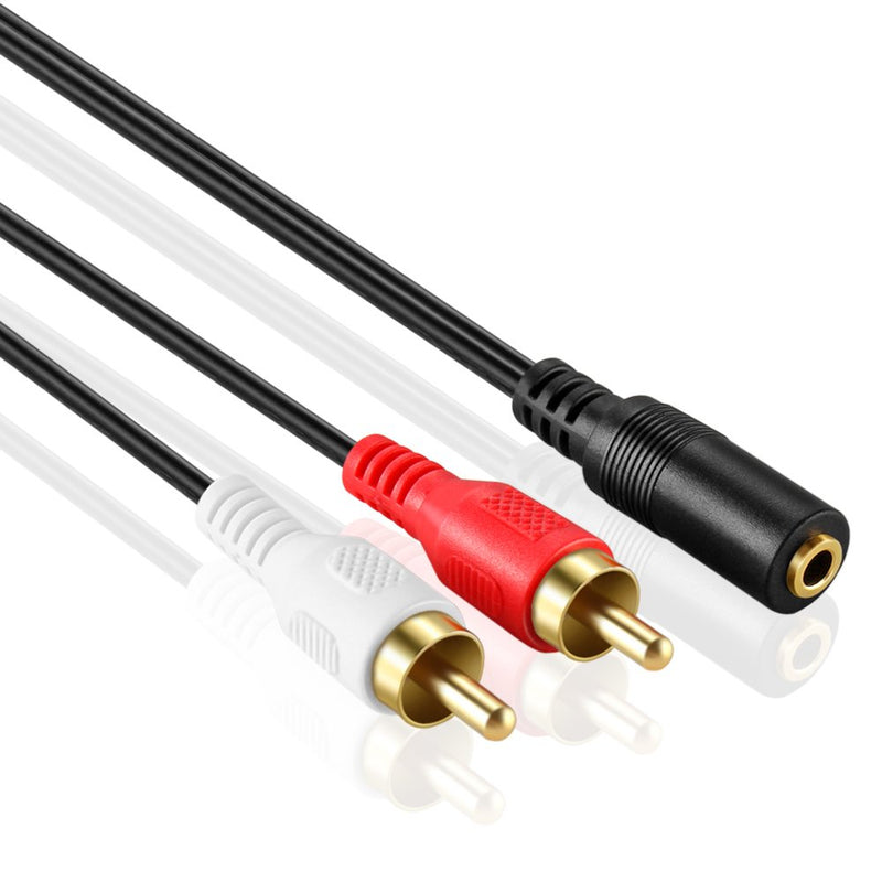 3.5mm to RCA Stereo Audio Cable Adapter - 3.5mm Female to Stereo RCA Male Bi-Directional AUX Auxiliary Male Headphone Jack Plug Y Splitter to Left/Right 2RCA Male Connector Plug Wire Cord