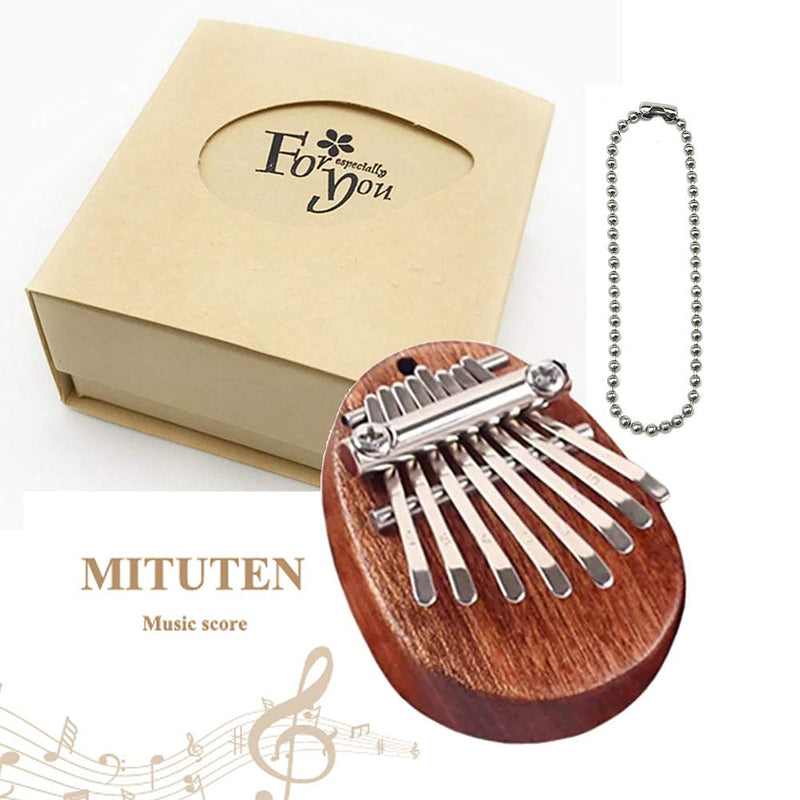 Mini Kalimba 8 Keys Thumb Portable Piano with Music Book Exquisite Finger Harp Musical Mbira Instrument Gift for Kids Adult Beginners (Ellipse Deep Brown) Ellipse Deep Brown