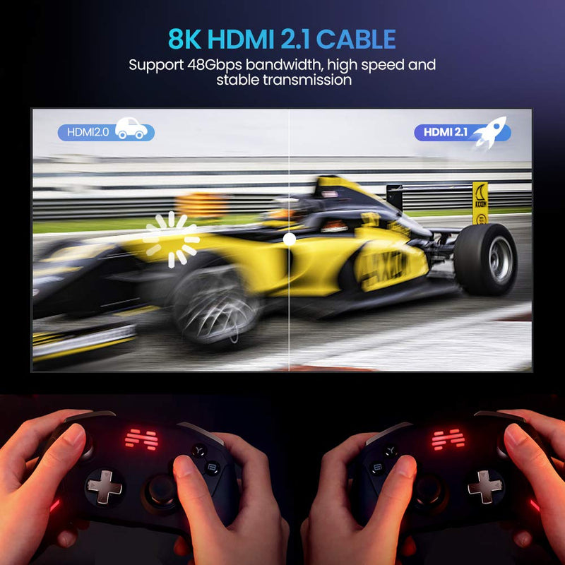 8K HDMI Cable, Oldboytech 10ft Gaming Cable for 2077 Supports 2.1 hdmi Cable,48gpbs,4K@120HZ,8K@60HZ,Dynamic HDR,3D Compatible with UHD TV, for Monitor, for Projector,for PC,for PS4 and More 10Feet