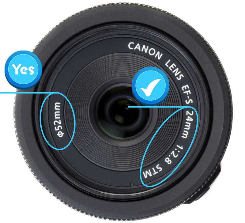 52mm Lens Cap Cover for Canon EF-S 24mm f/2.8 STM,HUIPUXIANG[2 Pack]