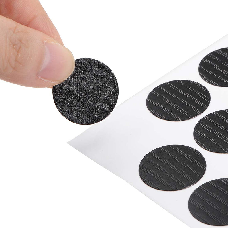 uxcell Screw Hole Covers Stickers Textured Plastic Self Adhesive Stickers for Wood Furniture Cabinet Shelve Plate 21mm Dia 54pcs in 1Sheet Black