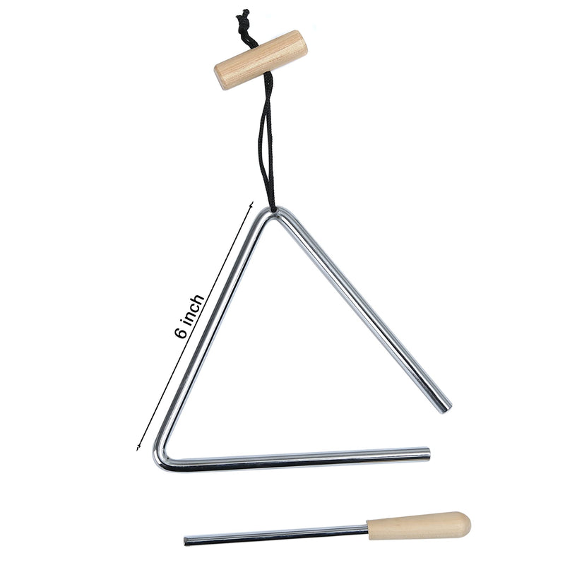 6 Inch Musical Triangle Instrument, Steel Triangle Percussion Bell With Striker 6 INCH
