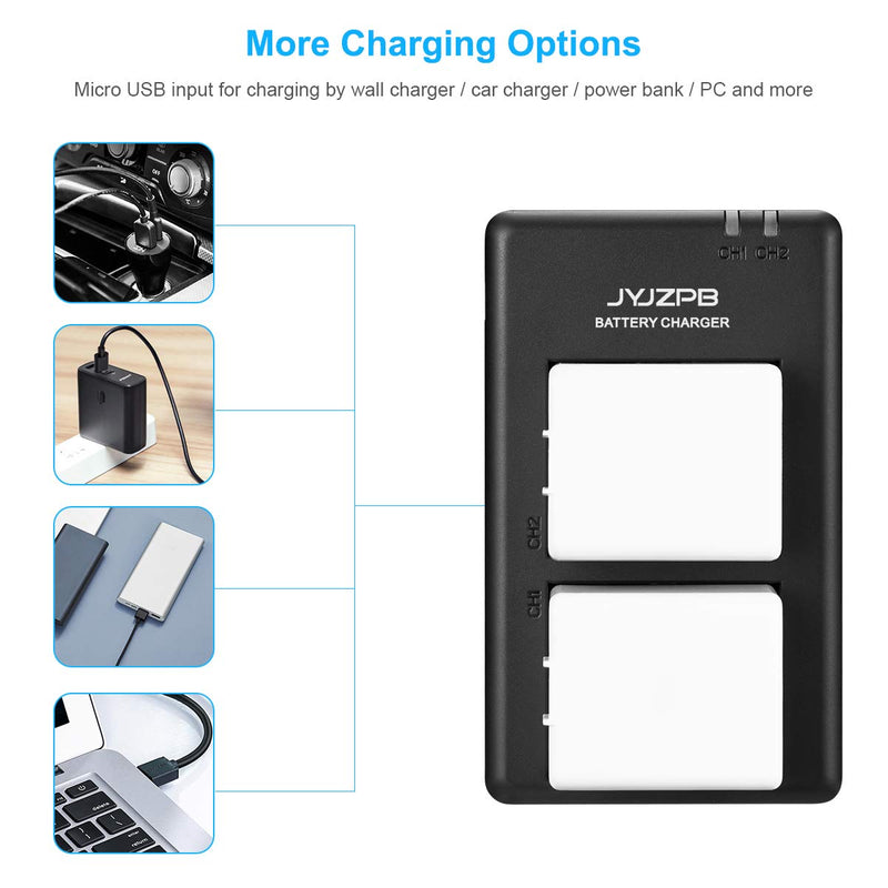 JYJZPB 7.2V 3660mAh Rechargeable Li-ion Batteries for Arlo Go, with Dual Battery Charger Compatible with Arlo Go, 2 Batteries with Charge Station