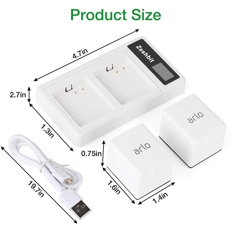 Dual Battery Charger for Arlo, Charging Station Compatible with Arlo Pro, Arlo Pro 2, Arlo GO, Arlo Light Security Camera with USB Cable (No Batteries)