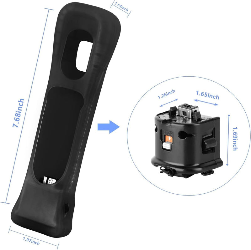 NC Motion Plus Adapter Sensor and Silicon Case use for Wii Remote Controller, Motion Plus Adaptor Accelerator Replacement for Wii Motion Plus Adapter（Black）