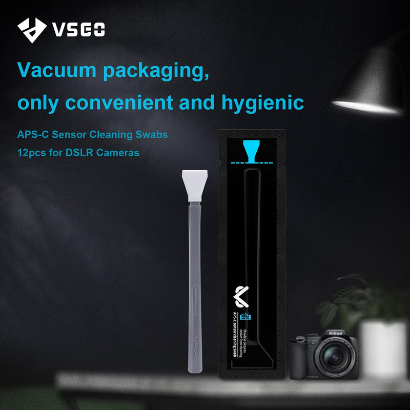 VSGO 12 Pcs Digital Camera Cleaning Swab APS-C Sensor Cleaning Swabs for DSLR or SLR Digital Camera