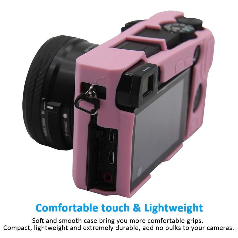 [AUSTRALIA] - Easy Hood Case for Sony Alpha A6100 A6300 A6400 ILCE-6100 ILCE-6300 ILCE-6400 Digital Camera, Anti-Scratch Soft Silicone Housing Protective Cover Protector Skin (Pink) Pink 