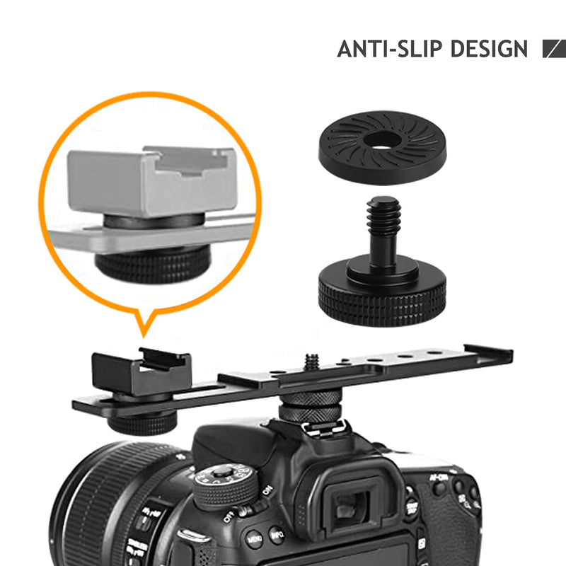 2 Set Thumb Screw Camera Quick Release Adapter with Rubber Pads, Tripod Screw Rubber Washers 1/4" Female to 1/4" Male Thumbscrew L Bracket Mount Thread for Camera Mounting Plate Frgyee 1/4 12mm Set