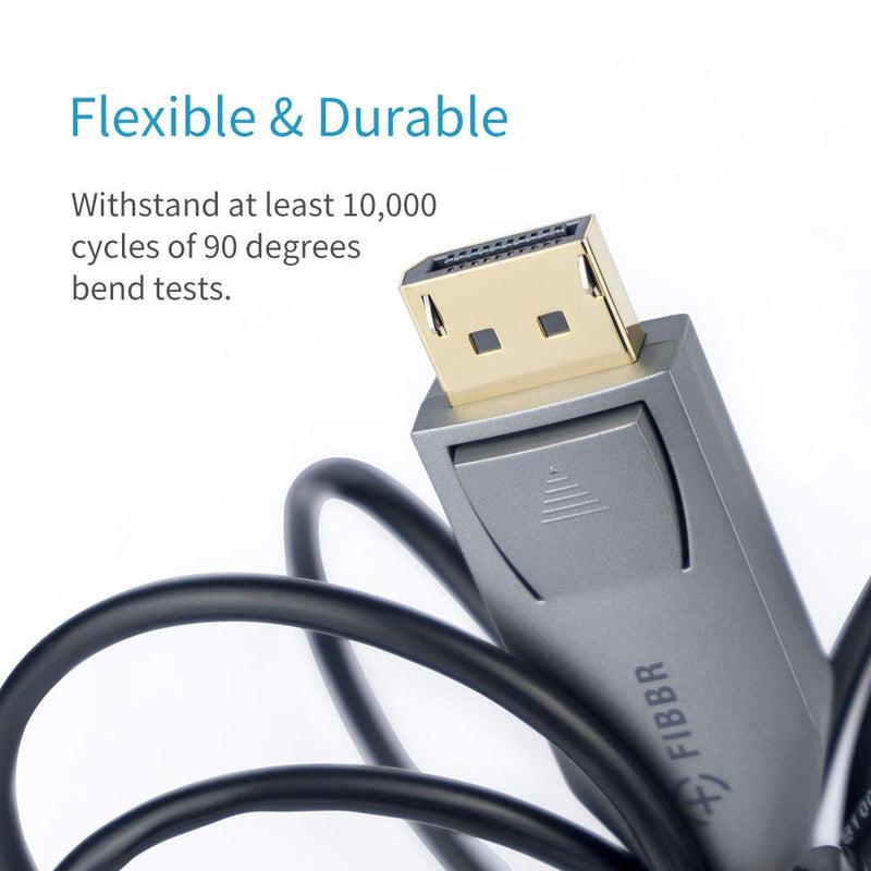 Fiber Optic Displayport Cable, FIBBR High Speed Optical DP to DP Cable, Support 32.4 Gbps 8k@60hz 4K@144Hz (6.6ft) 6.6ft