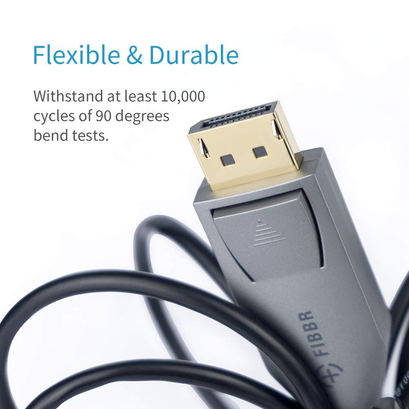 Fiber Optic Displayport Cable, FIBBR High Speed Optical DP to DP Cable, Support 32.4 Gbps 8k@60hz 4K@144Hz(3.3ft) 3.3ft