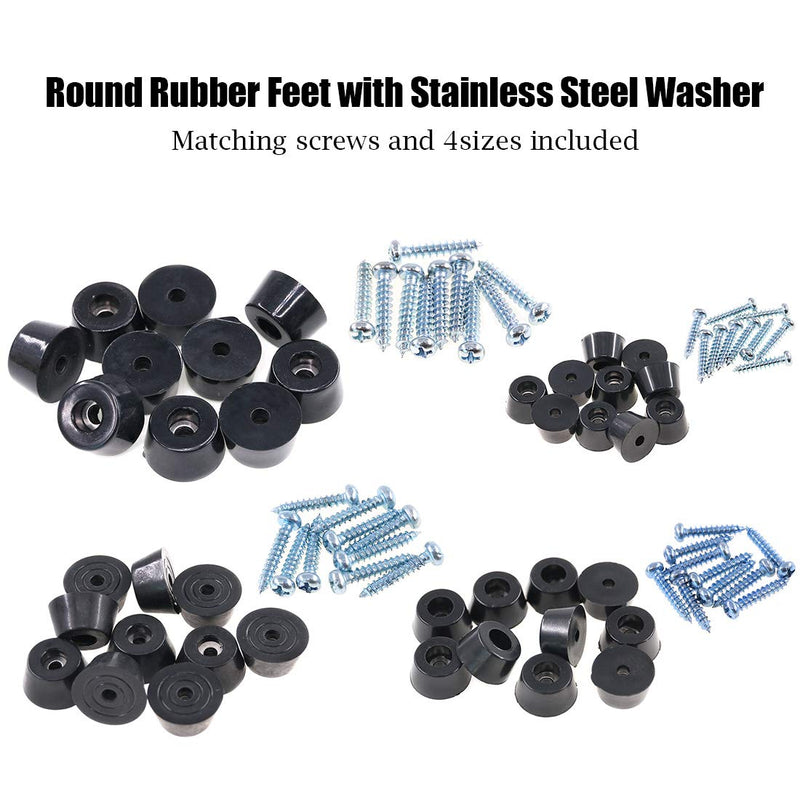 [AUSTRALIA] - Hilitchi 40-Pcs Round Black Rubber Feet Bumpers Pads with Matching Screws with Built in Stainless Steel Washer for Cutting Board Amps Cabinet Desk Tables Couches (Assortment Kit) Assortment Kit 