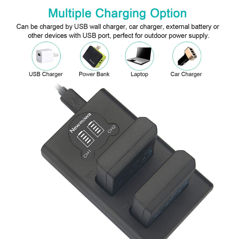 Newmowa EN-EL14 EN-EL14A Replacement Battery (2-Pack) and Smart Dual Charger LCD Display for Nikon EN-EL14 EN-EL14a and Nikon P7000 P7100 P7700 P7800 D3100 D3200 D3300 D3500 D5100 D5200 D5300 D5500