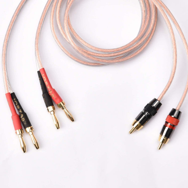 2 Pack Audiophile 14 AWG OFC Speaker Wire, with RCA Male (Black & Red) to 2 Banana Plugs (3M(9.9FT)) 3M(9.9FT)
