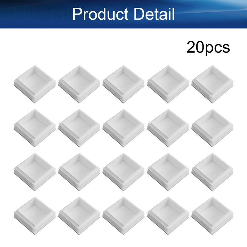 Heyiarbeit 20PCS 1.97" x 1.97" (LxW) Plastic Tubing Plug Square Post End Caps for Handrail Stair Newel Guardrail Tube White