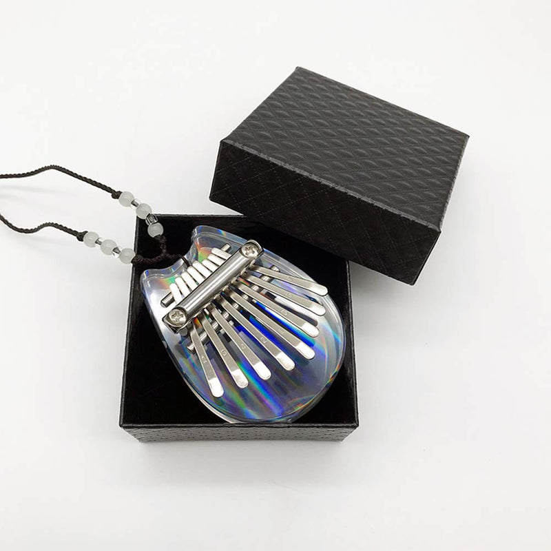 Rainbow Clear Kalimba Thumb Piano 8 Key Solid Finger Piano Transparent Body Cute Crystal Acrylic Kalimba With Hard Case Gifts for Kids Adult Beginners with (8keys, Heart shape) 8keys