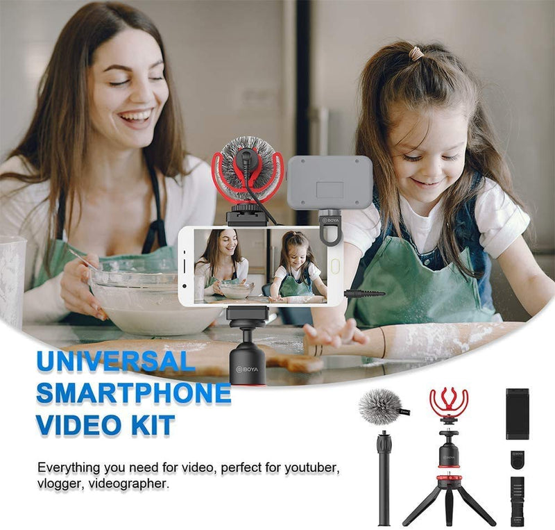 BOYA BY-VG330 Microphone Tripod,Smartphone Video Microphone Kit,Phone Clip MIC Mount Boya by-MM1 kit for Smartphone DSLR Camera PC Vlog Live Studio Video Accessories,Vlogging Kit for YouTube TikTok