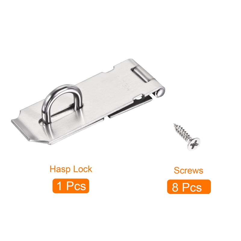 MECCANIXITY 4 Inch Stainless Steel Thick Door Latch Hasp Lock Padlock Clasp with Screws for Cabinet Closet Gate, Silver
