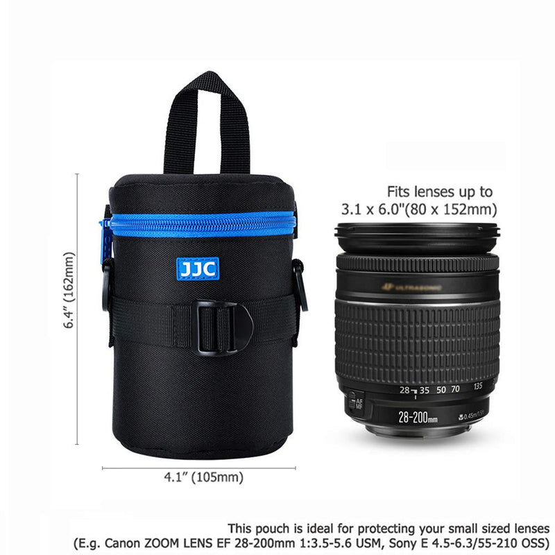 JJC Camera Lens Pouch Case for Canon EF 35mm Nikon AF-S 55-200mm 18-300mm Tamron AF 18-200mm Fujifilm XF 56mm & More, Zipper Polyester Lens Protective Bag Interior Size 3.15x5.98” M