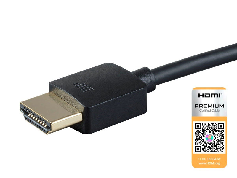 Monoprice High Speed HDMI Cable - 1 Feet - Black| Certified Premium, 4K@60Hz, HDR, 18Gbps, 36AWG, YUV, 4:4:4 - Ultra Slim Series Single