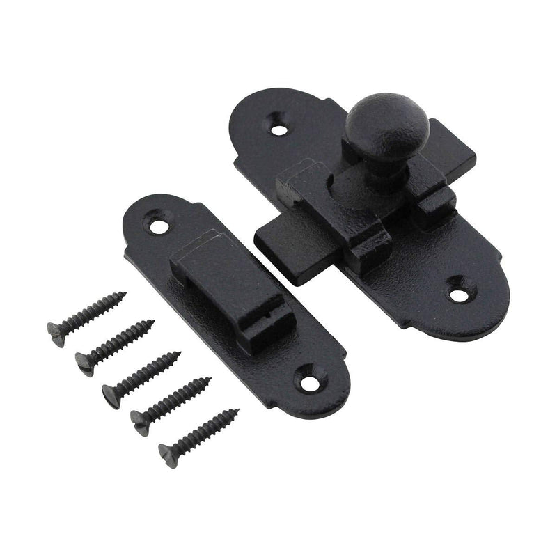 Renovators Supply Manufacturing Black Slide Bolt Door Latch 3.25" X 1.25" Antique Wrought Iron Small Metal Sliding Latches for Windows Or Cabinet Doors Rust Resistant Locks with Hardware
