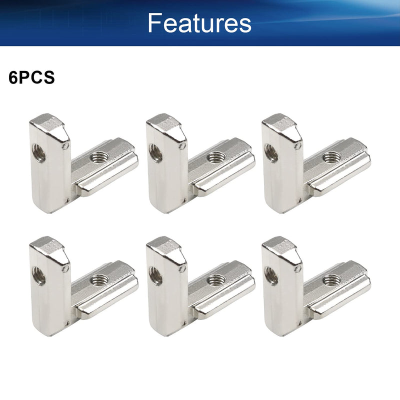 [AUSTRALIA] - Yinpecly Corner Brace T Slot L-Shape Corner Bracket 3030 Series 90 Degree Zinc Alloy Interior Joint Bracket Suitable for 8mm Slot Aluminum Extrusion Profile with Screws Silver Tone 6pcs 6 Pieces 
