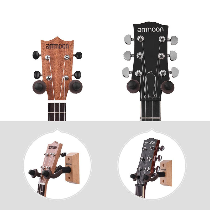 ammoon Guitar Hanger Wall Mount Holder for Electric Acoustic Guitars Bass Ukulele String Instrument (1 Pack)