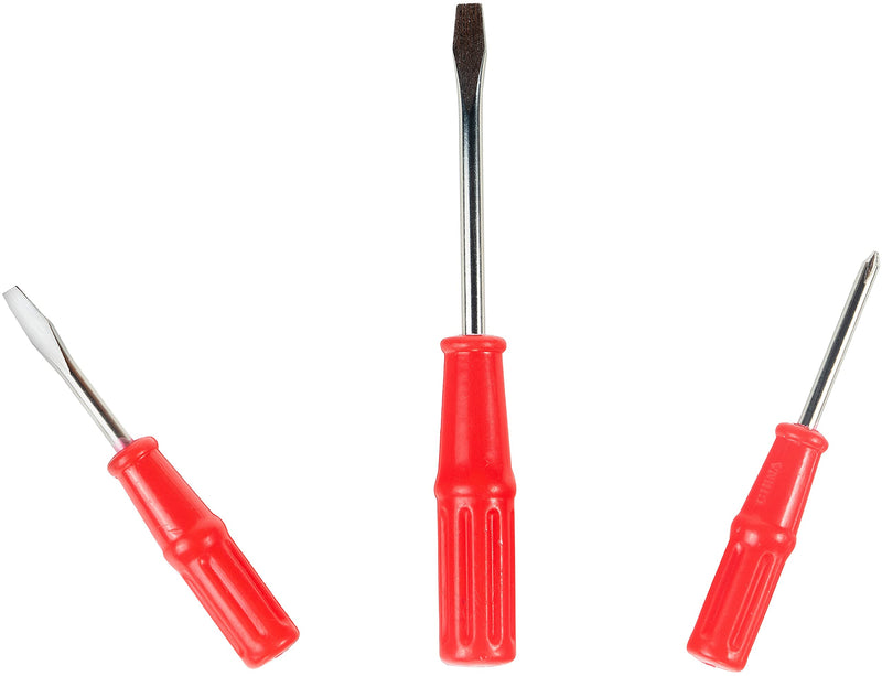 SINGER 3-Piece Screwdriver Set - Includes; 2 Flat head, 1 Phillips head,Red