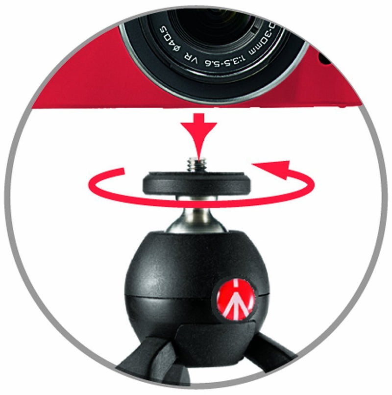 Manfrotto MTPIXI-RD PIXI Mini Tripod (Red) Bundled with ZAYKiR Universal Smartphone Tripod Adapter