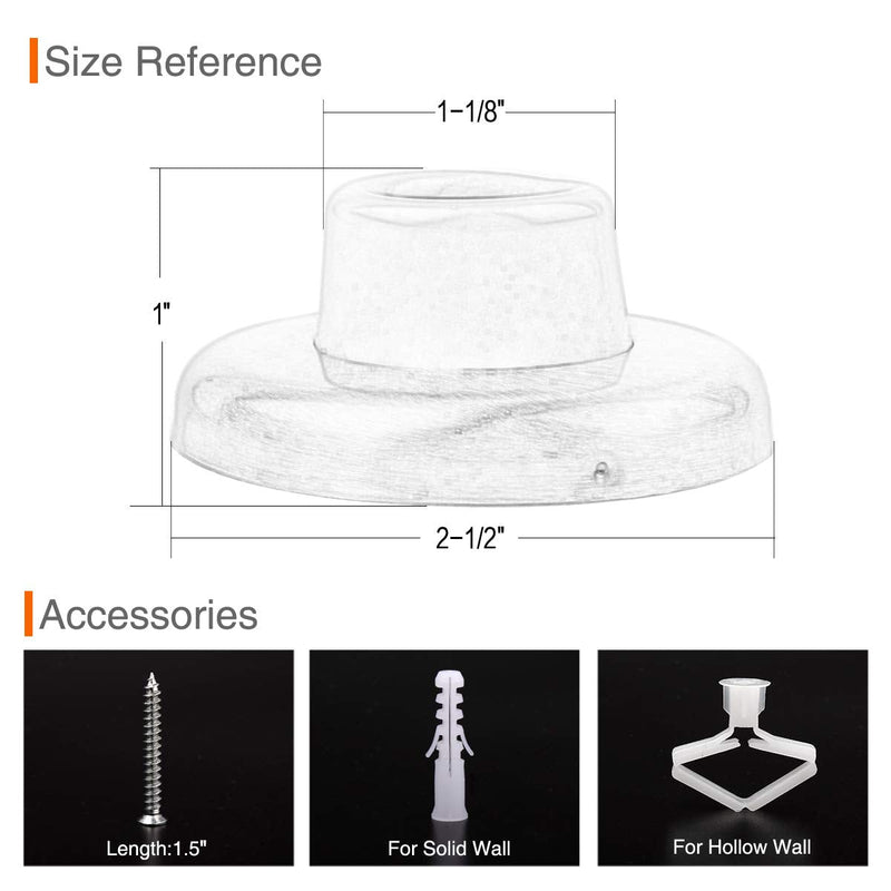 KOVOSCH 5 Pack Concave Wall Door Bumper Stop Black – 2-1/2” Outside Diameter Stainless Steel Cover with 1-1/8” Black Rubber Bumper – Easy to Install with Screw Concave-Black